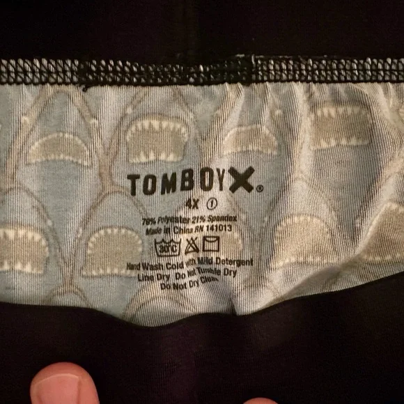 TomboyX 6in Blue Shark Swim Shorts - Picture 2 of 3